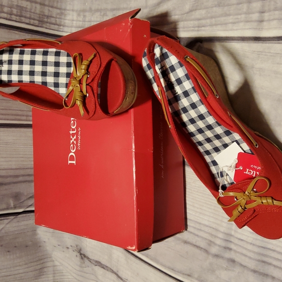 Dexter peep toe red Wedges 8.5 - Picture 8 of 8